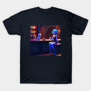 Cat and Woman Order Drinks at Fancy Bar T-Shirt